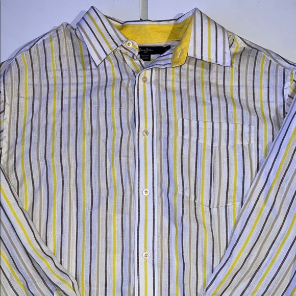 Sean John stripped linen button up shirt size XL - Picture 2 of 11